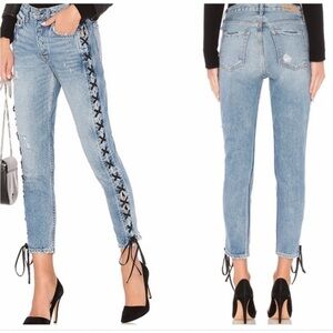 GRLFRND Karolina High Rise Side Tie Skinny Jeans